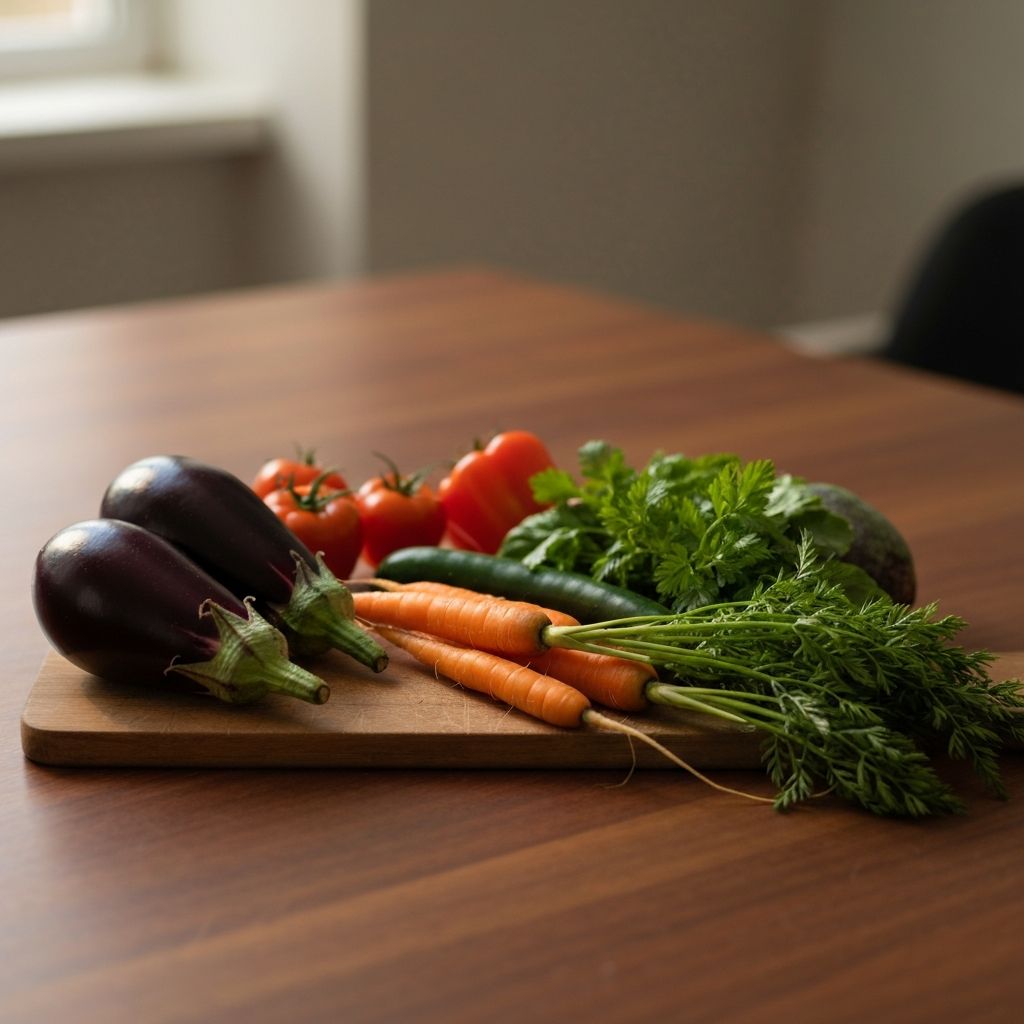 Fresh vegetables on cutting board